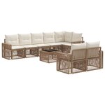 vidaXL Ensemble de canapé de jardin 9 Pièces Beige et blanc crème