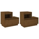 vidaXL Tables de chevet 2Pièces Marron miel 60x34x51cm Bois de pin massif
