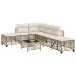 vidaXL Salon de jardin d'angle avec coussins 3Pièces beige résine tressée
