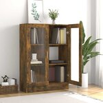 vidaXL Armoire à vitrine Chêne fumé 82 5x30 5x115 cm Bois d'ingénierie