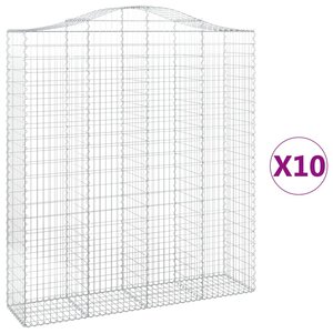 vidaXL Paniers à gabions arqués 10 Pièces 200x50x220/240 cm Fer galvanisé