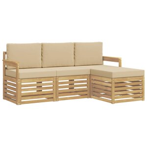 vidaXL Ensemble de canapés d'extérieur 4 pc Blanc et Beige Polyester