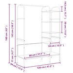 vidaXL Porte-vêtements Marron 120 x 44 x 160 cm Bois d'ingénierie