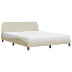 vidaXL Lit avec matelas Dover crème 160x200 cm tissu