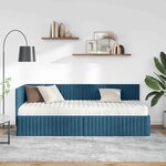 vidaXL Cadre de lit d'angle avec matelas 2 pc Bleu 80 x 200 cm Velours