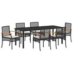 vidaXL Ensemble de salle à manger pour jardin 7 Pièces Noir Rotin