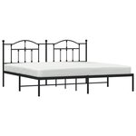 vidaXL Cadre de lit métal avec tête de lit noir 200x200 cm