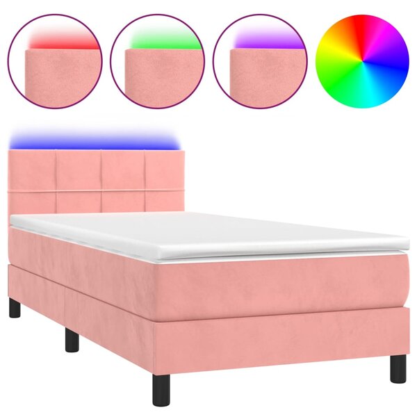 vidaXL Sommier à lattes de lit avec matelas et LED Rose 90x190 cm