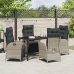 vidaXL Ensemble de Dining de Jardin 5 Pièces Gris Clair en Poly Rattan