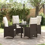 vidaXL Ensemble de salle à manger de jardin 5 pièces avec coussins marron en poly rotin