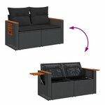 vidaXL Salon de jardin avec coussins 7 Pièces noir résine tressée acacia