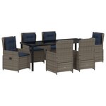 vidaXL Ensemble de Salle à Manger de Jardin 7 Pièces en Rattan Poly Grise