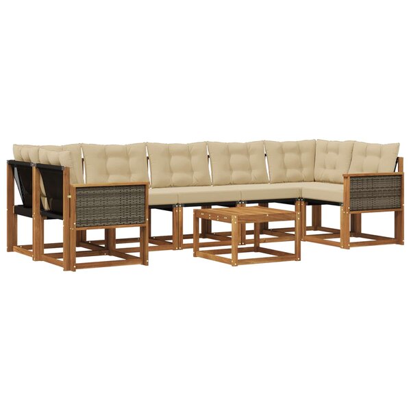 vidaXL Ensemble de canapés d'extérieur 8 Pièces Naturel et Beige