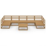 vidaXL Salon de jardin 8 Pièces bois de pin massif