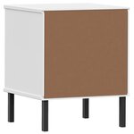 vidaXL Table de chevet avec pieds en métal Blanc Bois pin massif OSLO
