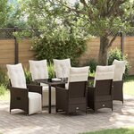 vidaXL Ensemble de salle à manger pour jardin 7 Pièces Marron Poly rotin