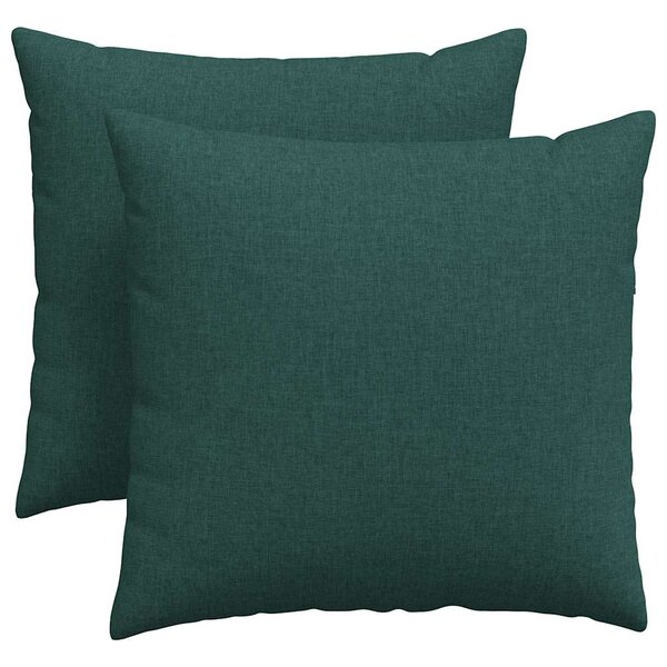 vidaXL Coussins de canapé 2 pc tissu Vert foncé 45 x 45 cm