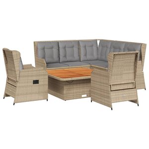 vidaXL Salon de jardin avec coussins 6 Pièces beige résine tressée