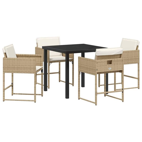 vidaXL Ensemble de salle à manger pour jardin 5 Pièces Beige polyrotin