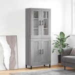 vidaXL Buffet haut Sonoma gris 69 5x34x180 cm Bois d'ingénierie