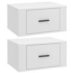 vidaXL Tables de chevet murales 2 Pièces Blanc 50x36x25 cm