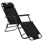 vidaXL Chaises longues pliables 2 Pièces avec repose-pied Acier Noir