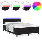 vidaXL Lit à ressorts avec matelas et LED Noir 160x200 cm Tissu
