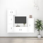 vidaXL Ensemble de meubles TV 5 Pièces Blanc brillant Bois d'ingénierie