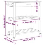 vidaXL Chariot de cuisine MONZA 84x40x90 cm bois massif de pin