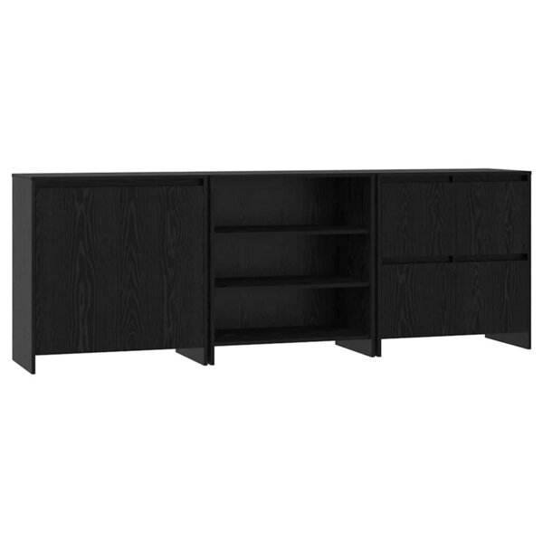 vidaXL Buffet 3 Pièces Chêne noir 70 x 41 x 75 cm Bois d'ingénierie