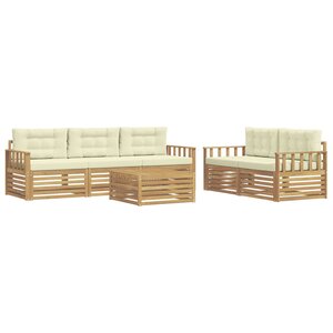 vidaXL Ensemble de canapés d'extérieur 6 pc Blanc et crème