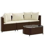 vidaXL Salon de jardin 4 Pièces avec coussins marron résine tressée