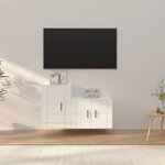 vidaXL Ensemble de meubles TV 2 Pièces blanc brillant bois d'ingénierie