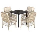vidaXL Ensemble à manger de jardin avec coussins 5Pièces Beige poly rotin