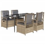 vidaXL Ensemble à manger de jardin avec coussins 5Pièces Beige poly rotin