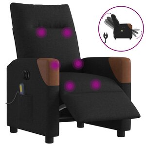 vidaXL Fauteuil de massage inclinable électrique Noir Tissu