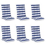 vidaXL Coussin d'extérieur 6 Pièces Bleu et Blanc 120 x 50 x 7 cm Tissu