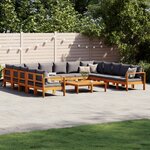 vidaXL Salon de jardin avec coussins 10 Pièces bois d'acacia solide