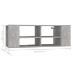 vidaXL Meuble TV mural Gris béton 102x35x35 cm Bois d’ingénierie