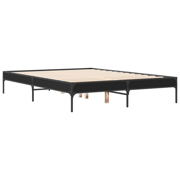 vidaXL Cadre de lit noir 140x190 cm bois d'ingénierie et métal
