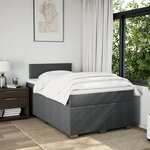 vidaXL Sommier à lattes de lit avec matelas Gris foncé 120x200cm Tissu