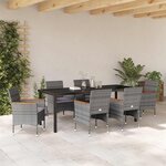 vidaXL Ensemble de salle à manger pour jardin 7 Pièces Gris polyrotin