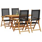 vidaXL Ensemble de salle à manger pour jardin 5 Pièces Noir