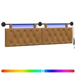 vidaXL Tête de lit suspendue Avec lumière LED Marron Velours