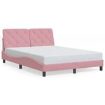 vidaXL Cadre de lit avec LED sans matelas rose 140x200 cm velours