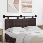 vidaXL Tête de lit suspendue Avec lumière LED Marron foncé Tissu