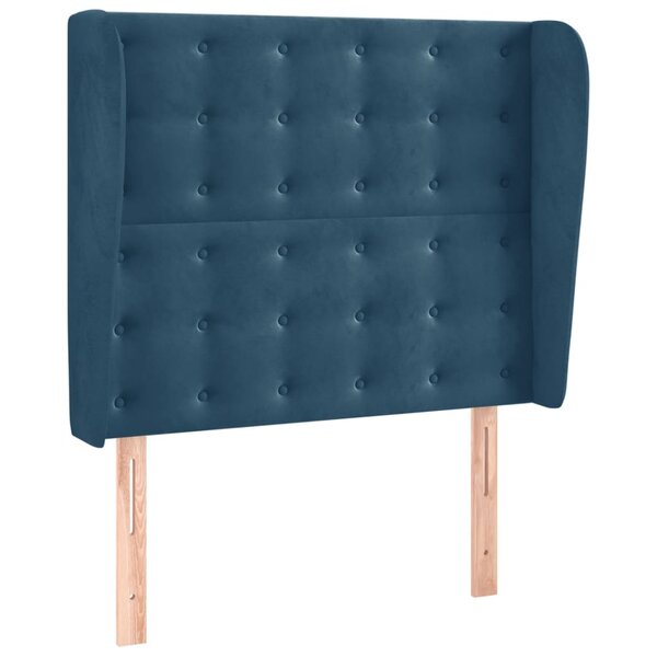 vidaXL Tête de lit avec oreilles Bleu foncé 83x23x118/128 cm Velours