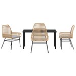 vidaXL Ensemble de Salle à Manger de Jardin 5 Pièces avec Coussins Marron Poly Rattan