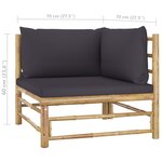 vidaXL Salon de jardin 6 Pièces avec coussins gris foncé bambou