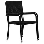 vidaXL Chaise à dîner de jardin empilable lot de 4 noir résine tressée